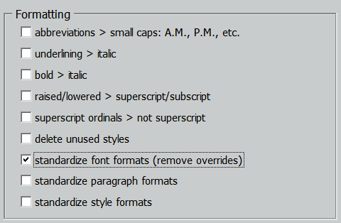 Standardize Font Formats Option